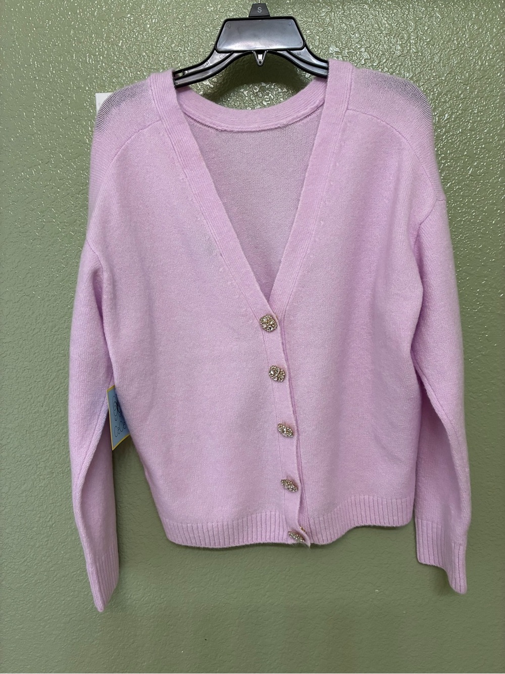 CeCe Light Pink V-Neck Button Front Cardigan